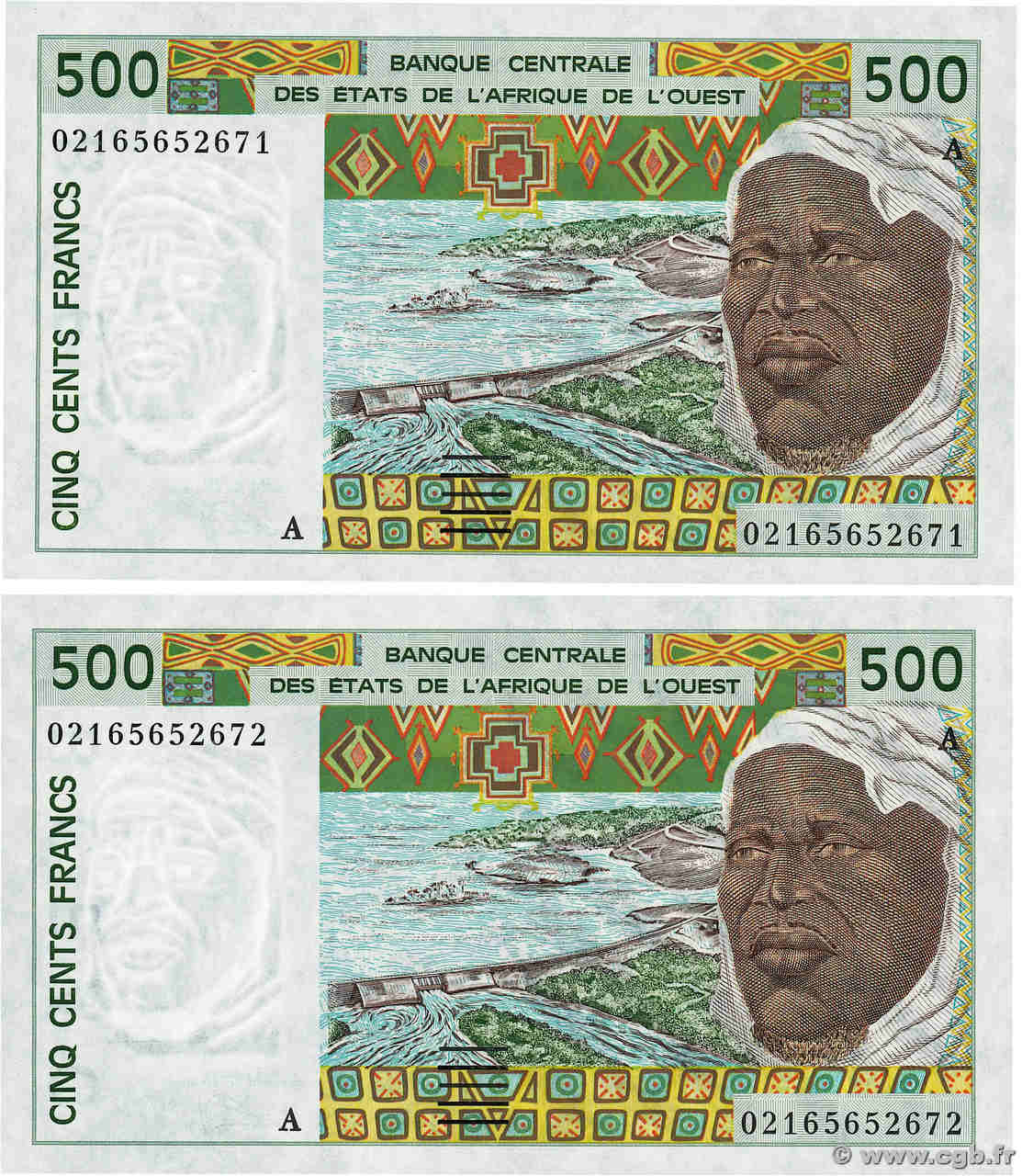 500 Francs Consécutifs WEST AFRICAN STATES  2002 P.110Am UNC