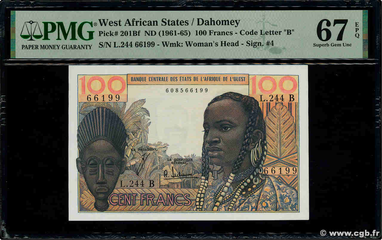 100 Francs Numéro spécial ÉTATS DE L AFRIQUE DE L OUEST  1965 P.201Bf NEUF