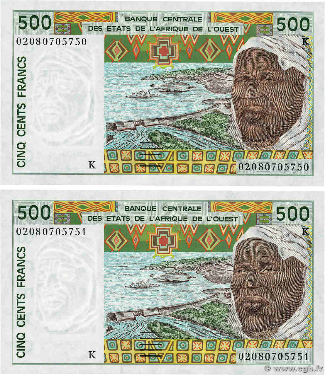 500 Francs Consécutifs WEST AFRICAN STATES  2002 P.710Km UNC