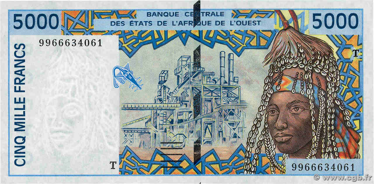 5000 Francs ESTADOS DEL OESTE AFRICANO  1999 P.813Th SC+