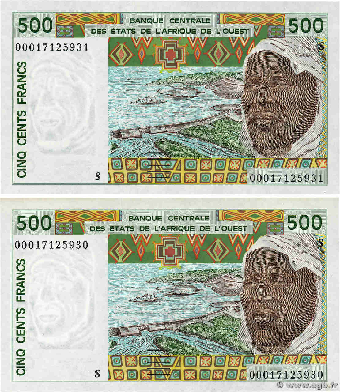 500 Francs Consécutifs ÉTATS DE L AFRIQUE DE L OUEST  2000 P.910Se pr.NEUF