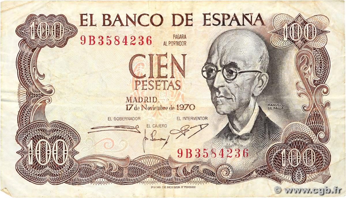 100 Pesetas Remplacement SPANIEN  1970 P.152ar S