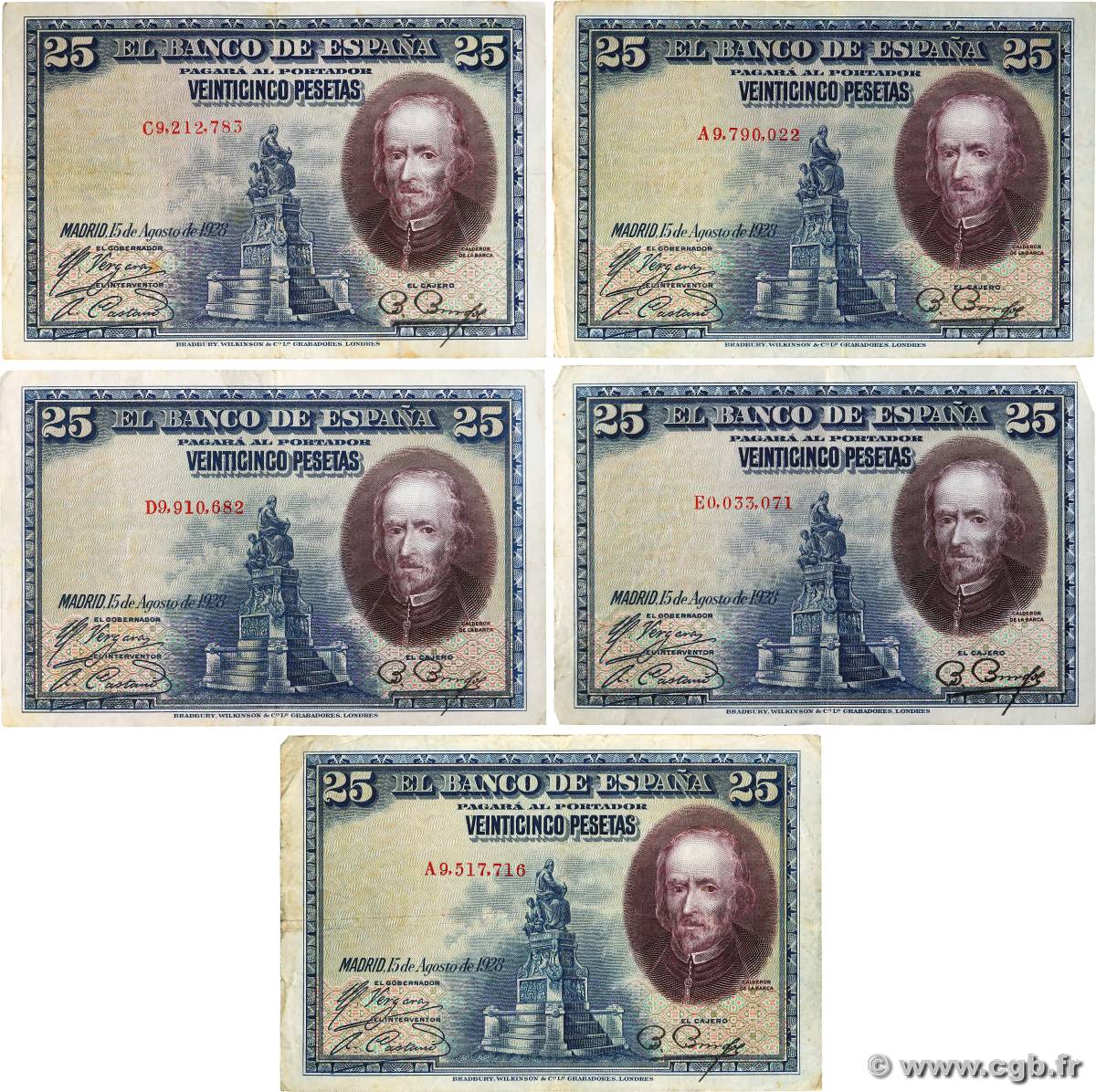 25 Pesetas Lot SPAIN  1928 P.074b F