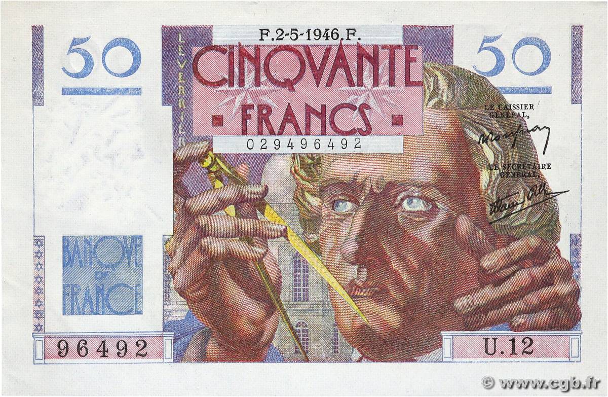 50 Francs LE VERRIER FRANCIA  1946 F.20.03 AU