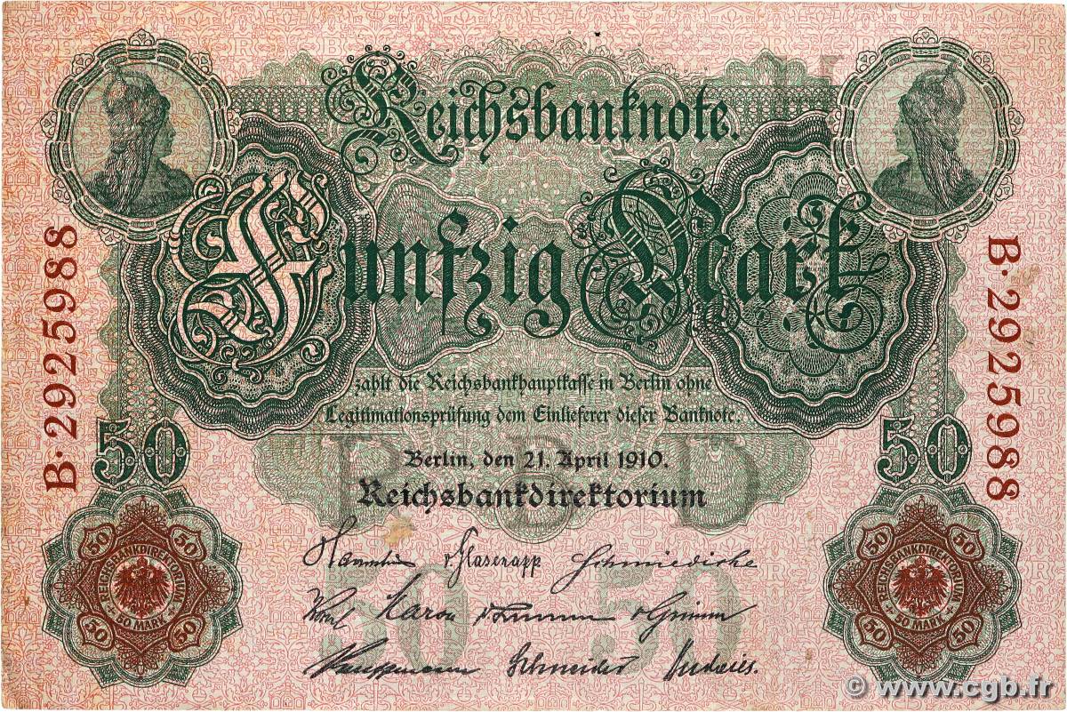 50 Mark GERMANY  1910 P.041 VF+