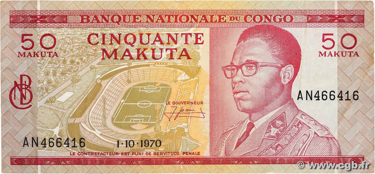 50 Makuta CONGO, DEMOCRATIQUE REPUBLIC  1970 P.011b VF