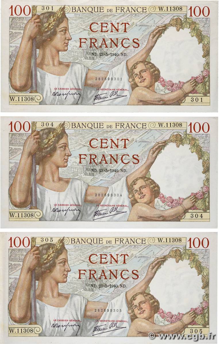 100 Francs SULLY Lot FRANCE  1940 F.26.30 SUP