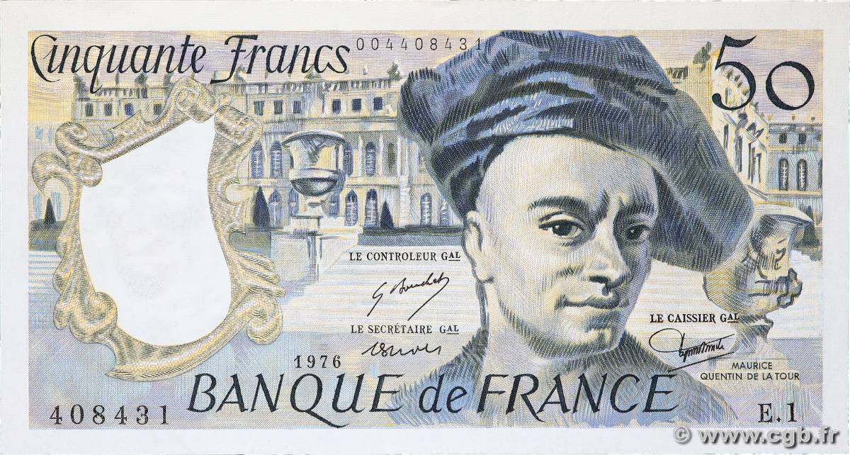 50 Francs QUENTIN DE LA TOUR FRANCE  1976 F.67.01 AU+