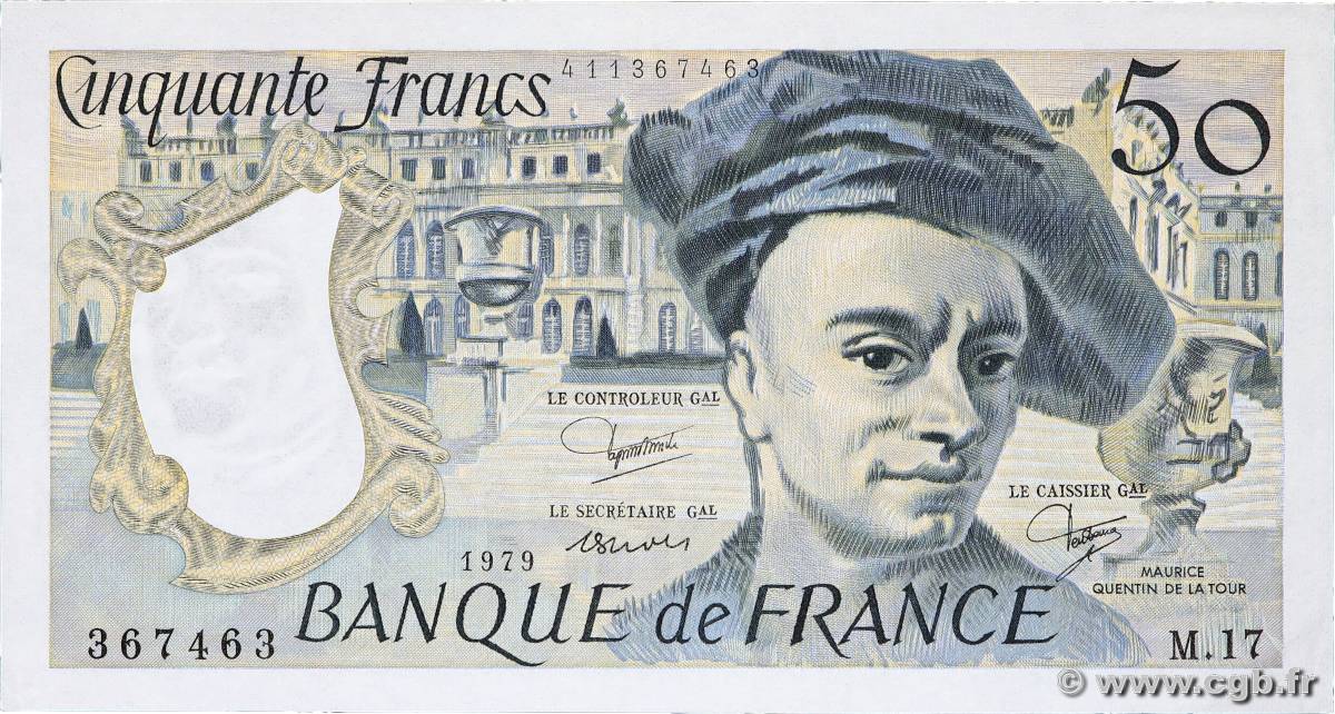 50 Francs QUENTIN DE LA TOUR FRANCIA  1979 F.67.05 q.AU