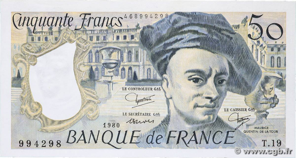 50 Francs QUENTIN DE LA TOUR FRANCE  1980 F.67.06 UNC-