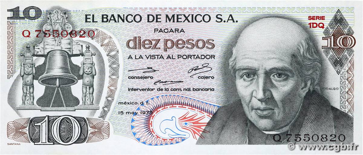 10 Pesos MEXICO  1975 P.063h UNC