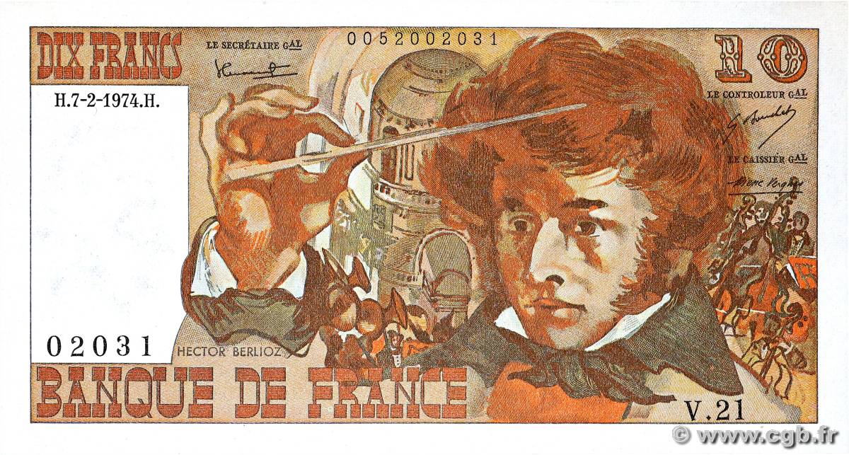 10 Francs BERLIOZ FRANCIA  1974 F.63.03 SC+