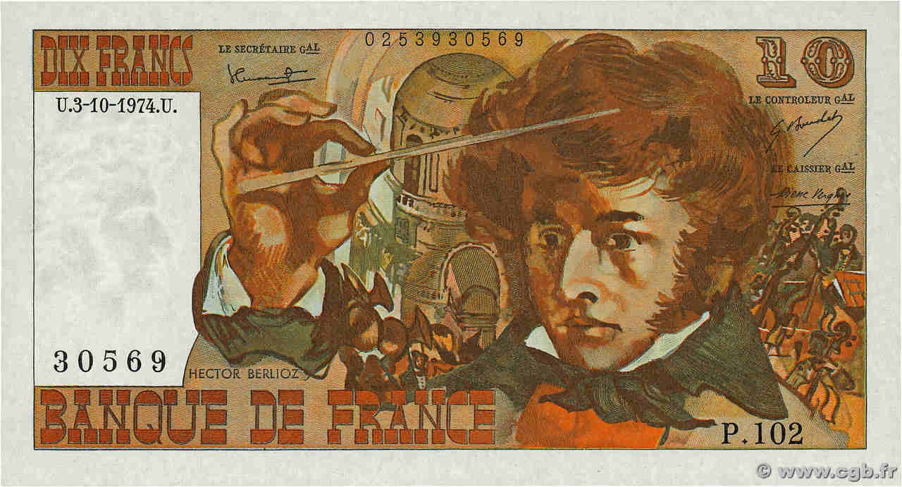 10 Francs BERLIOZ FRANCE  1974 F.63.07a NEUF