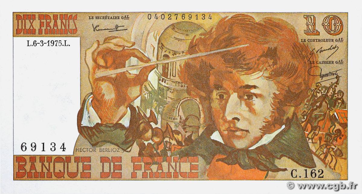 10 Francs BERLIOZ FRANCIA  1975 F.63.09 FDC