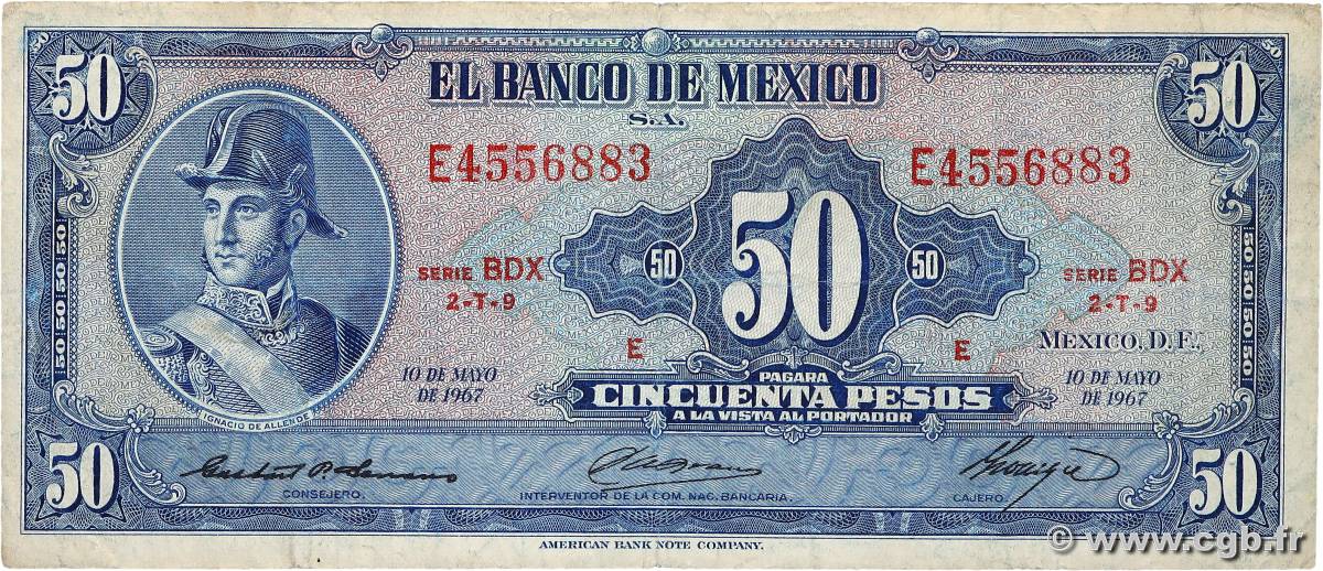 50 Pesos MEXICO  1967 P.049q VF