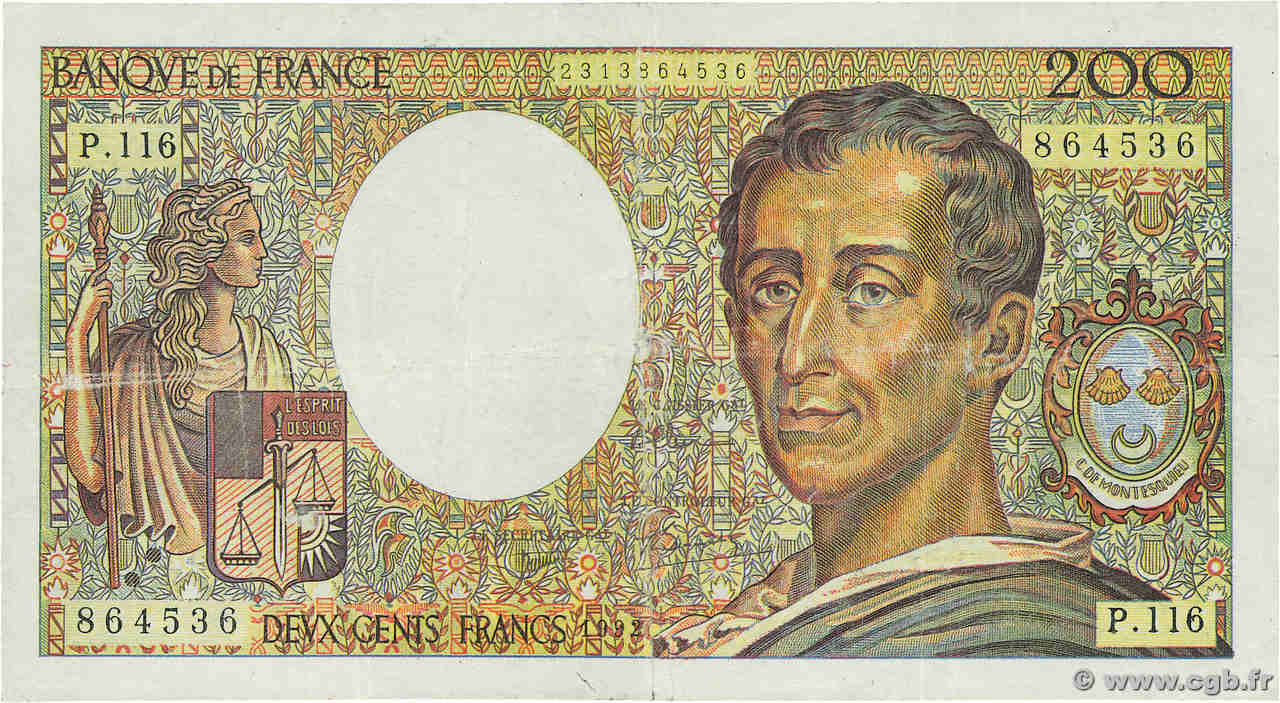 200 Francs MONTESQUIEU Faux FRANKREICH  1992 F.70.12bx SS