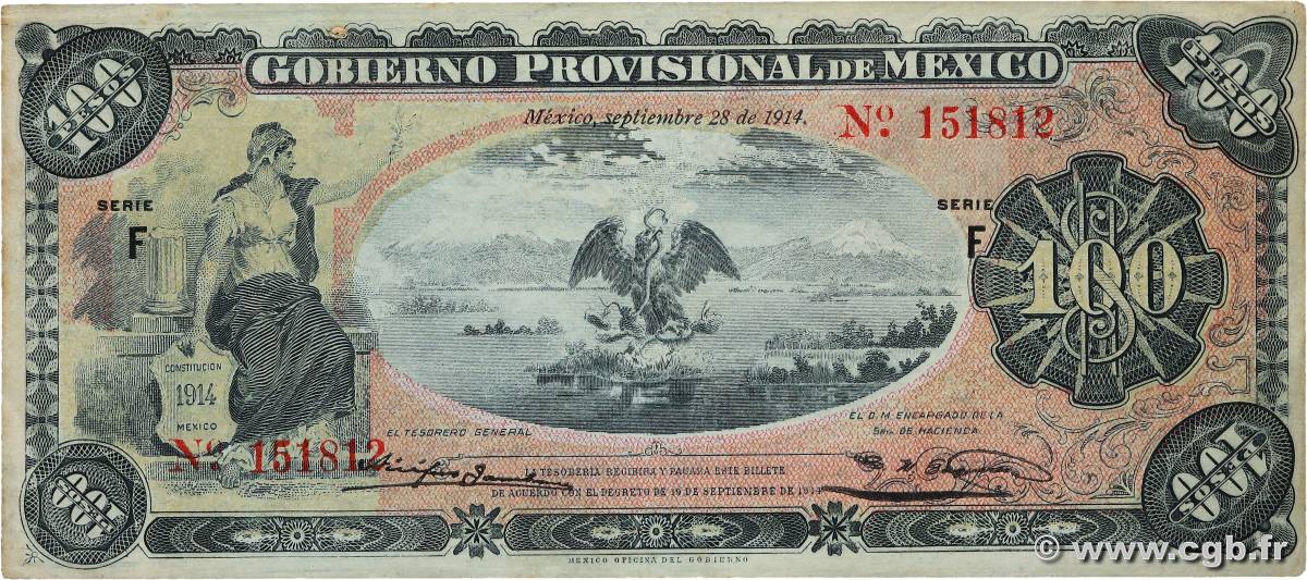 100 Pesos MEXIQUE  1914 PS.0708a SUP+