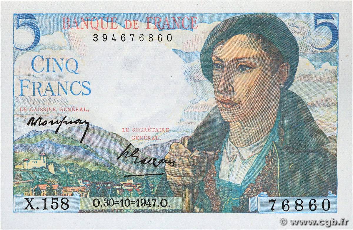 5 Francs BERGER FRANCIA  1947 F.05.07 FDC