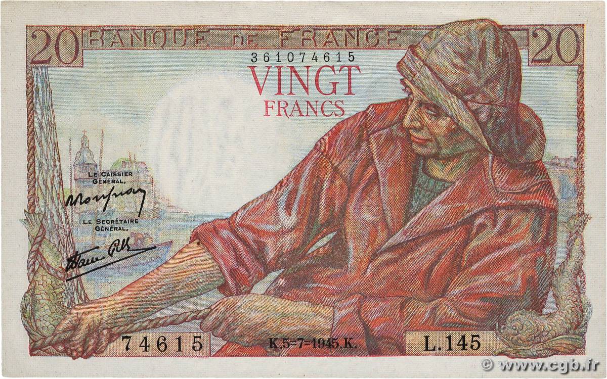 20 Francs PÊCHEUR FRANCIA  1945 F.13.10 SC