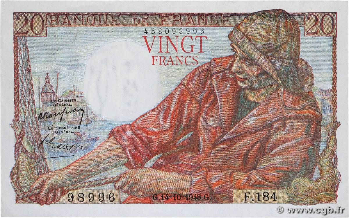 20 Francs PÊCHEUR FRANCE  1948 F.13.13 SPL