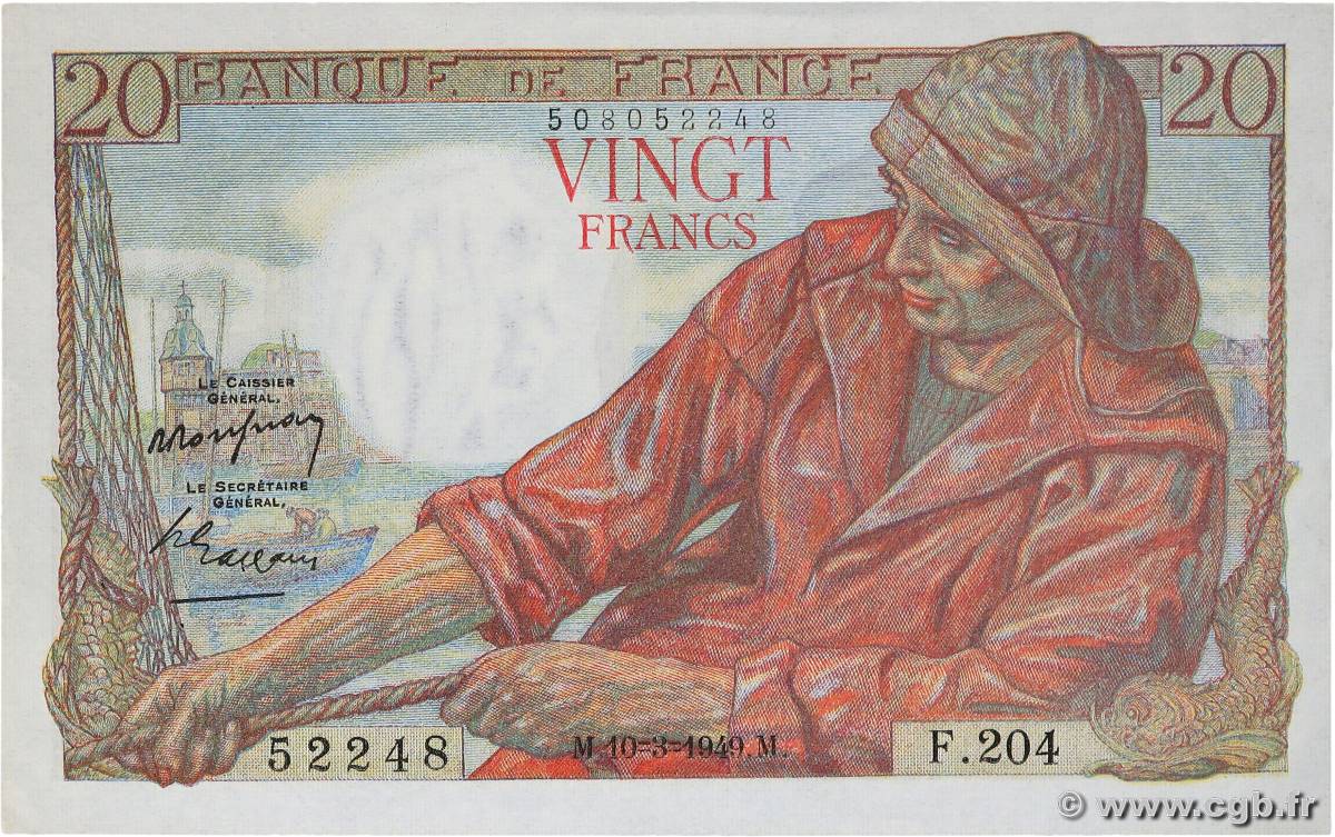 20 Francs PÊCHEUR FRANCIA  1949 F.13.14 SC