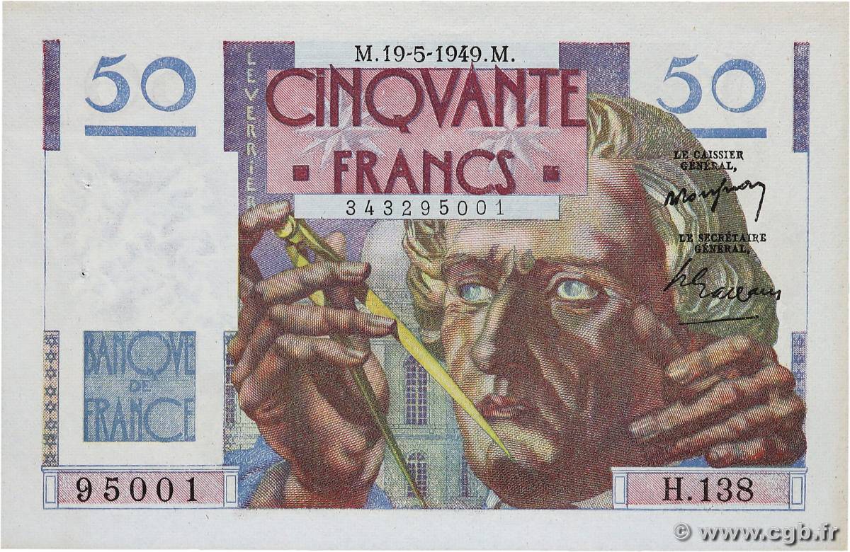 50 Francs LE VERRIER FRANCE  1949 F.20.12 AU