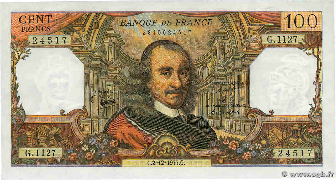 100 Francs CORNEILLE FRANCE  1977 F.65.60 NEUF