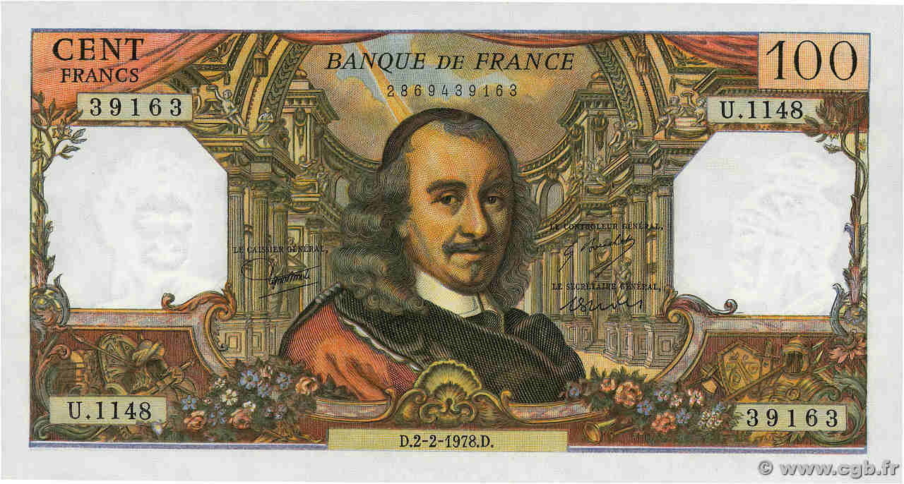 100 Francs CORNEILLE FRANCE  1978 F.65.61 SPL+