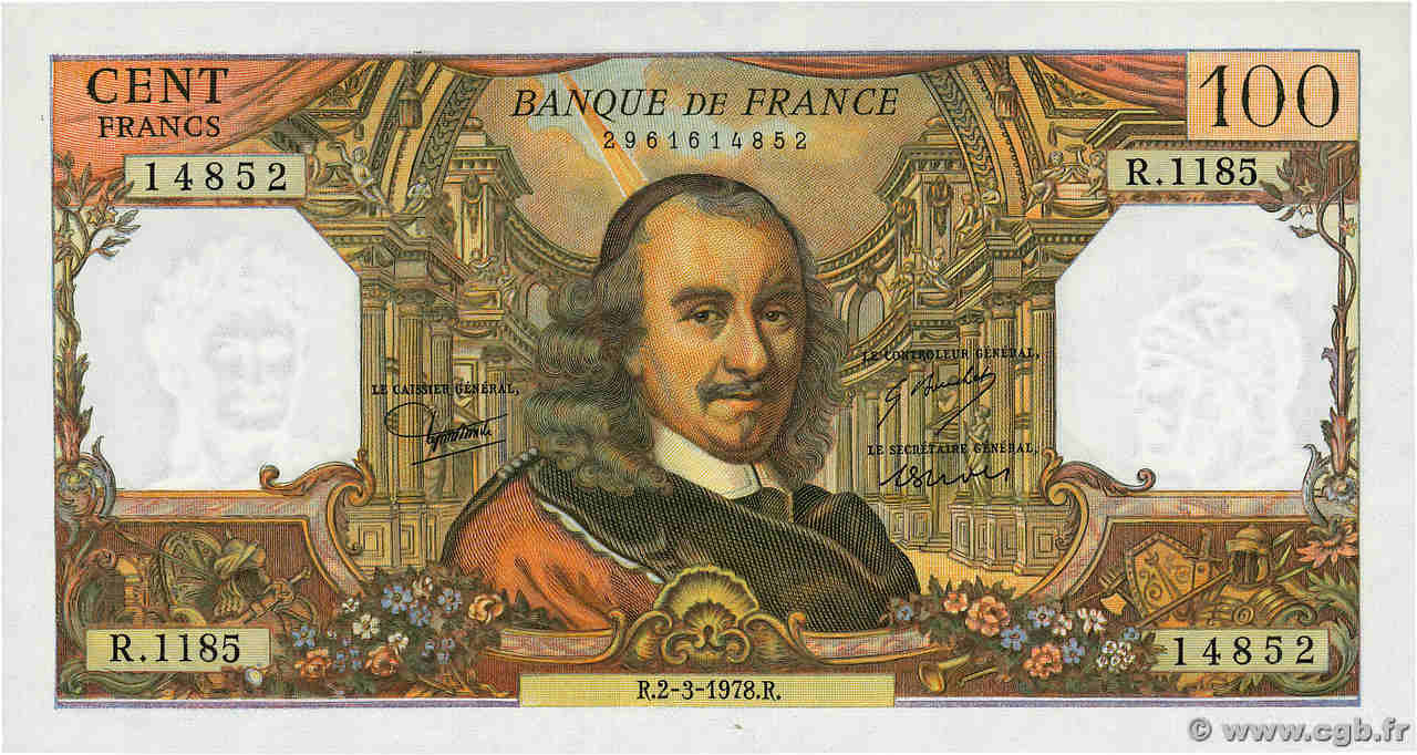 100 Francs CORNEILLE FRANCE  1978 F.65.62 pr.NEUF