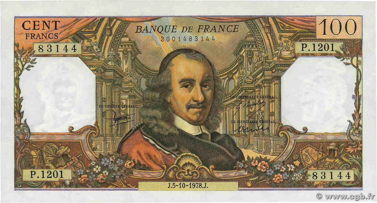 100 Francs CORNEILLE FRANCE  1978 F.65.63 pr.NEUF