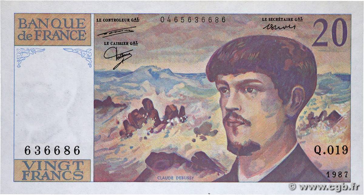 20 Francs DEBUSSY FRANCIA  1987 F.66.08 SC+