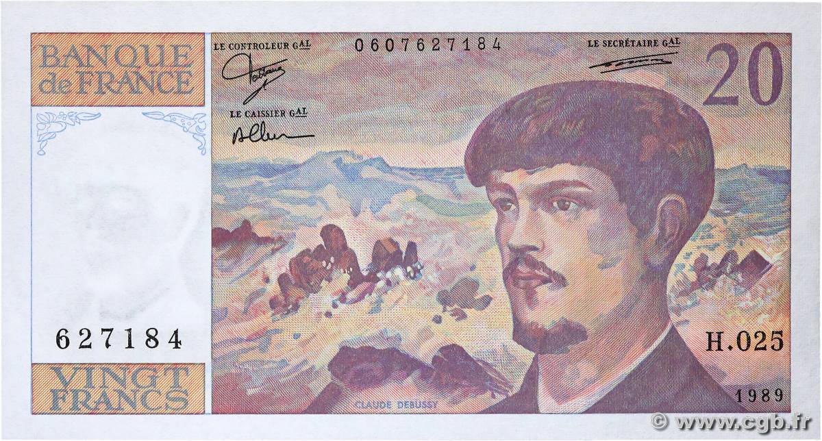 20 Francs DEBUSSY FRANCIA  1989 F.66.10 SC+