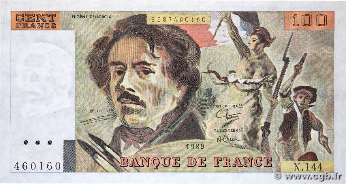 100 Francs DELACROIX modifié FRANCIA  1989 F.69.13c FDC