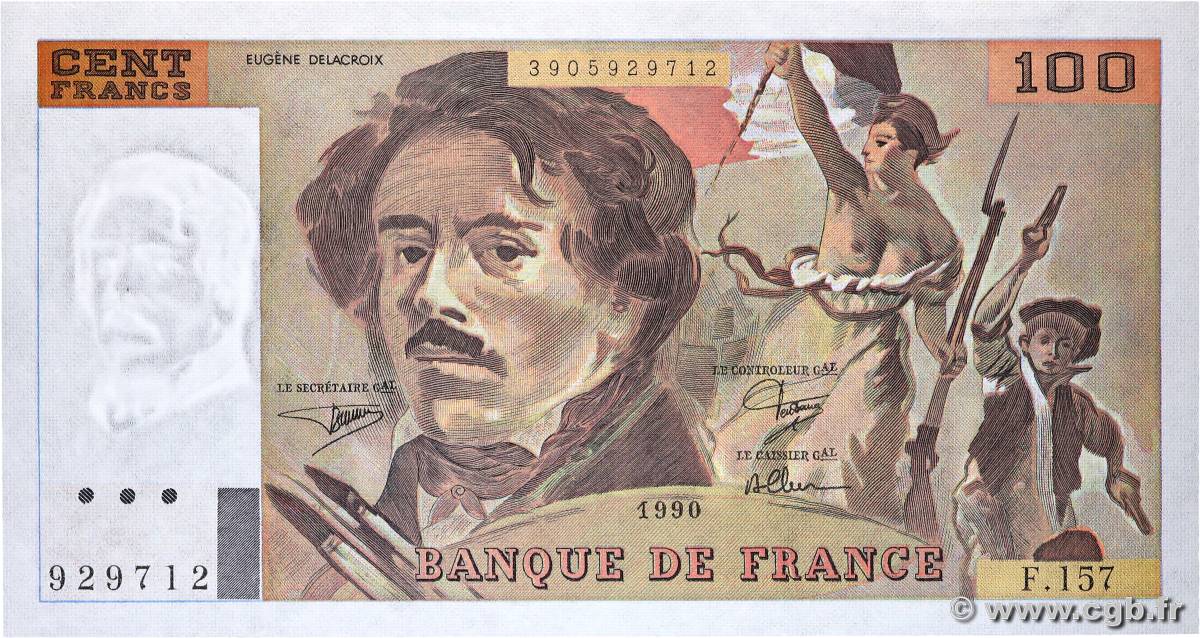 100 Francs DELACROIX imprimé en continu FRANCE  1990 F.69bis.02b UNC