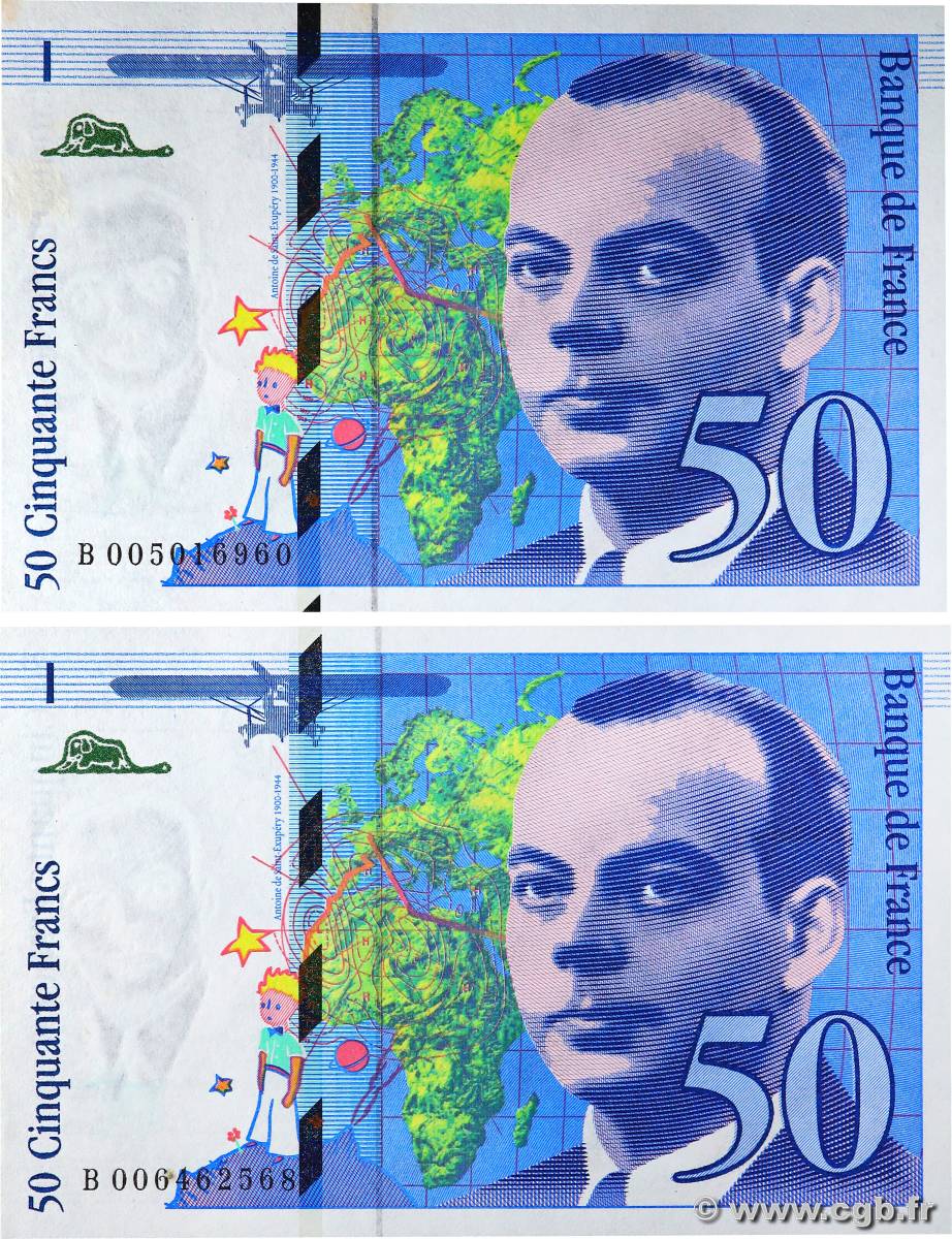 50 Francs SAINT-EXUPÉRY Lot FRANCE  1993 F.72.02 UNC-