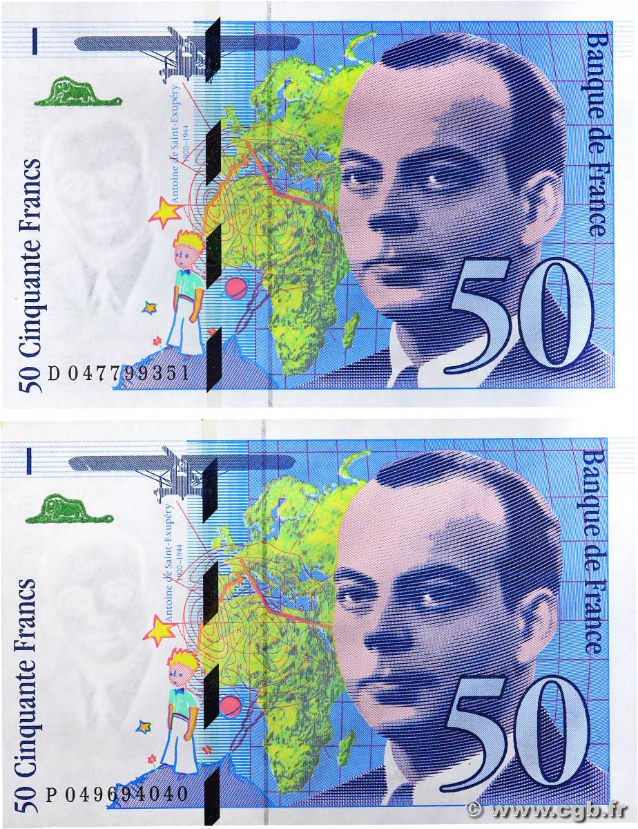 50 Francs SAINT-EXUPÉRY modifié Lot FRANCE  1999 F.73.05 UNC-