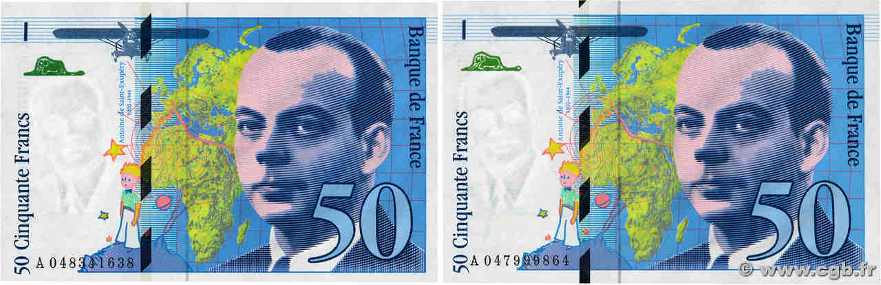50 Francs SAINT-EXUPÉRY modifié Lot FRANCE  1999 F.73.05 UNC