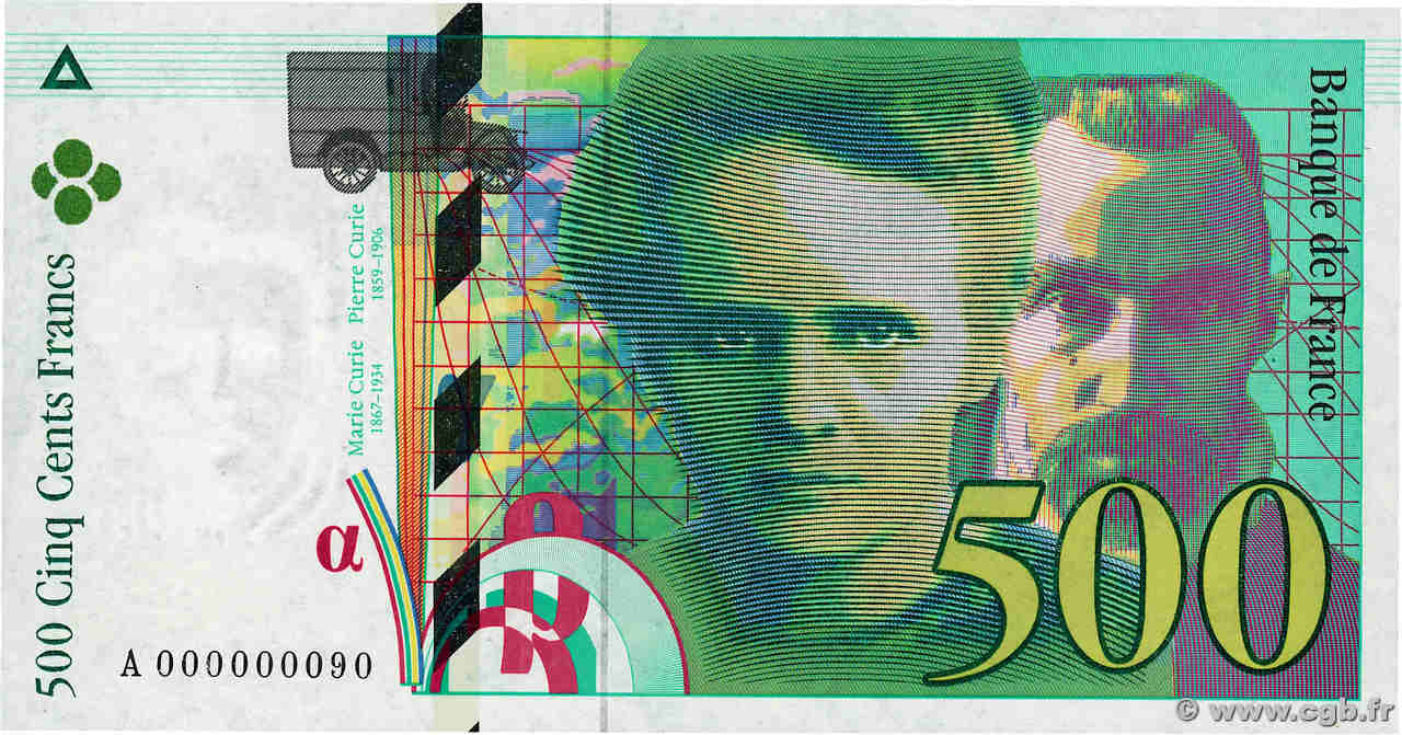 500 Francs PIERRE ET MARIE CURIE Petit numéro FRANCE  1994 F.76.01A NEUF