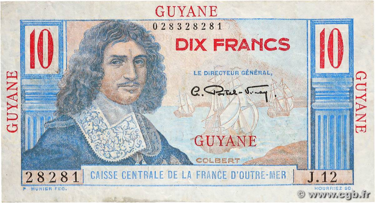 10 Francs Colbert FRENCH GUIANA  1946 P.20a BC