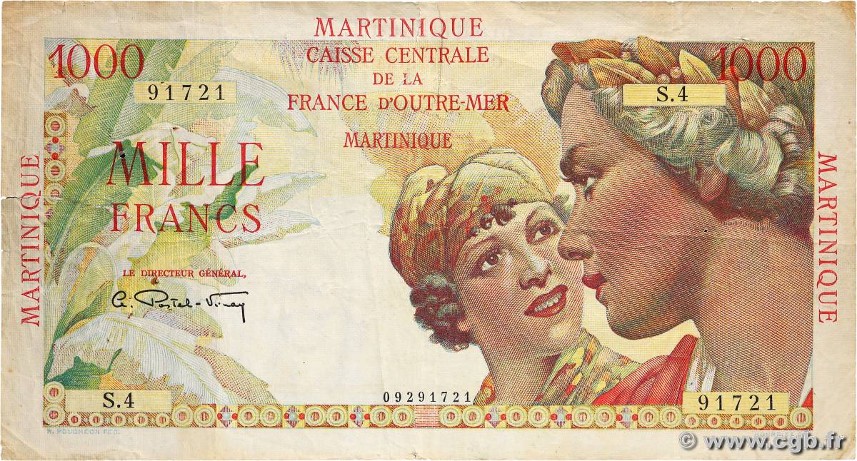 1000 Francs Union Française MARTINIQUE  1946 P.33 F