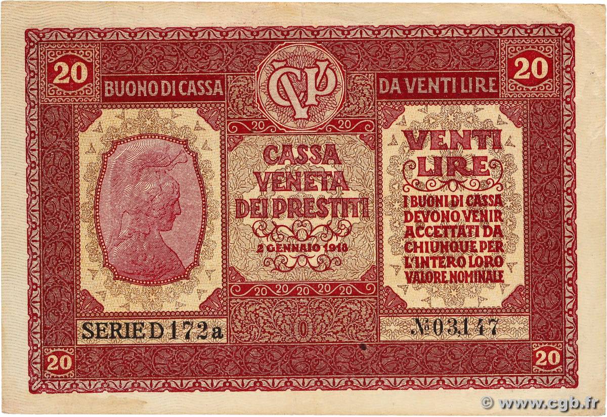 20 Lire ITALY  1918 PM.07 VF+