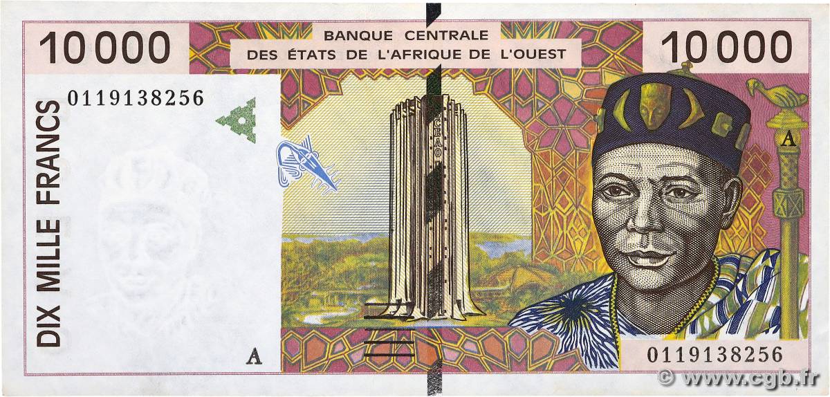 10000 Francs WEST AFRIKANISCHE STAATEN  2001 P.114Aj VZ