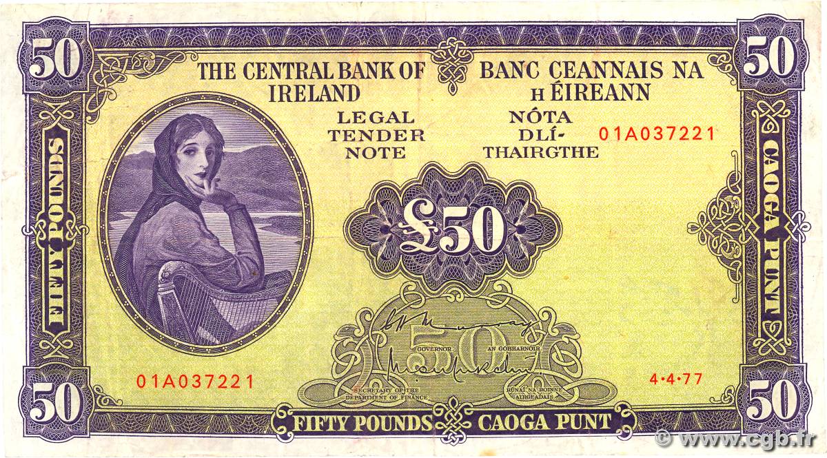 50 Pounds IRLAND  1977 P.068c fSS