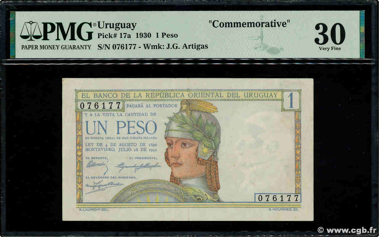 1 Peso URUGUAY  1930 P.017a BB
