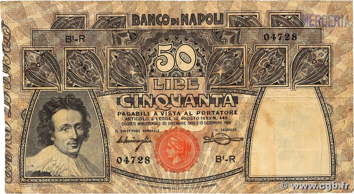 50 Lire ITALY  1914 PS.856 F