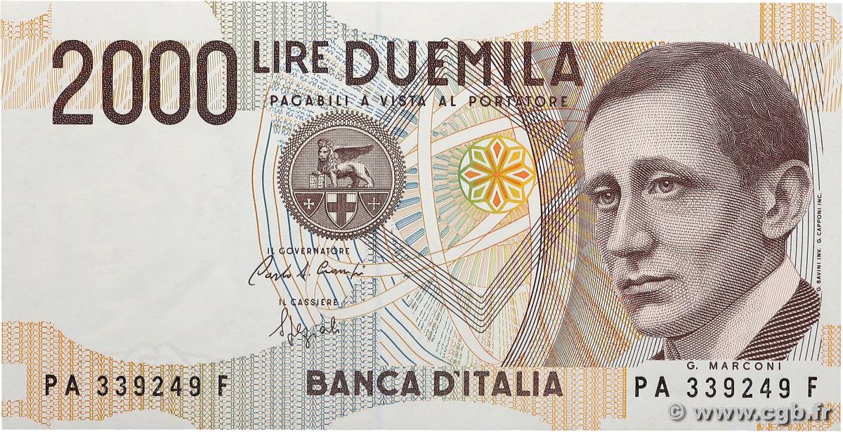 2000 Lire ITALIE  1990 P.115 SPL