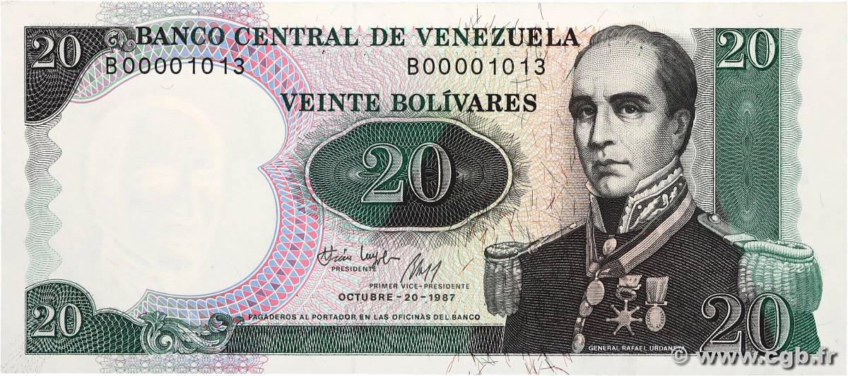 20 Bolivares Commémoratif VENEZUELA  1987 P.071 UNC