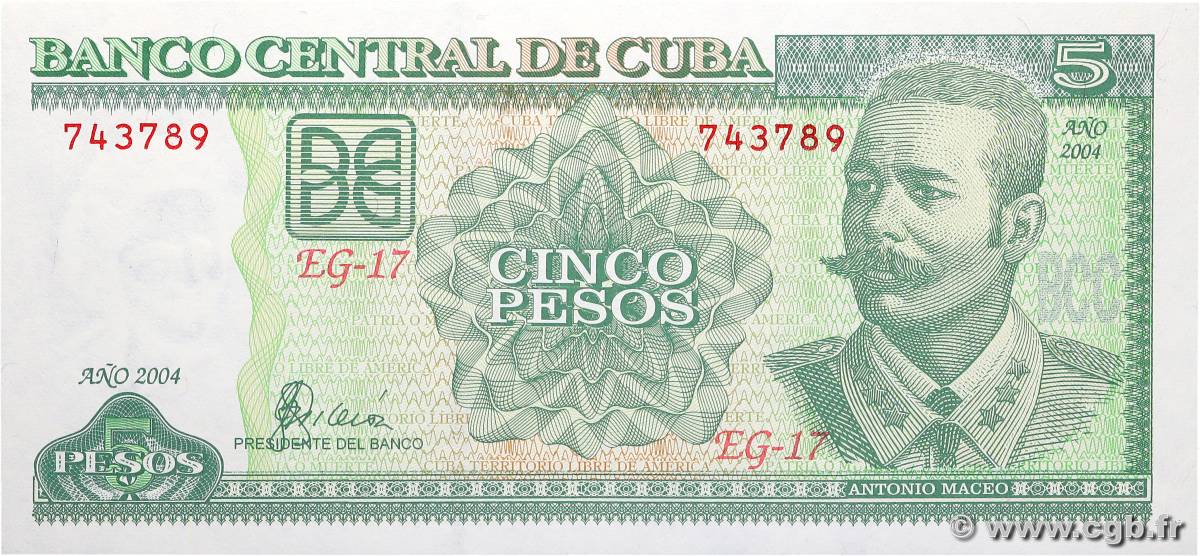 5 Pesos CUBA  2004 P.116g NEUF