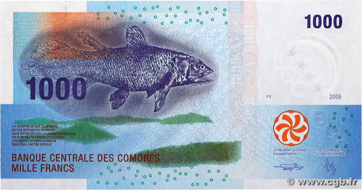 1000 Francs COMORAS  2005 P.16b FDC