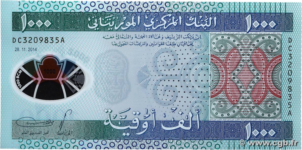 1000 Ouguiya MAURITANIA  2014 P.19 UNC